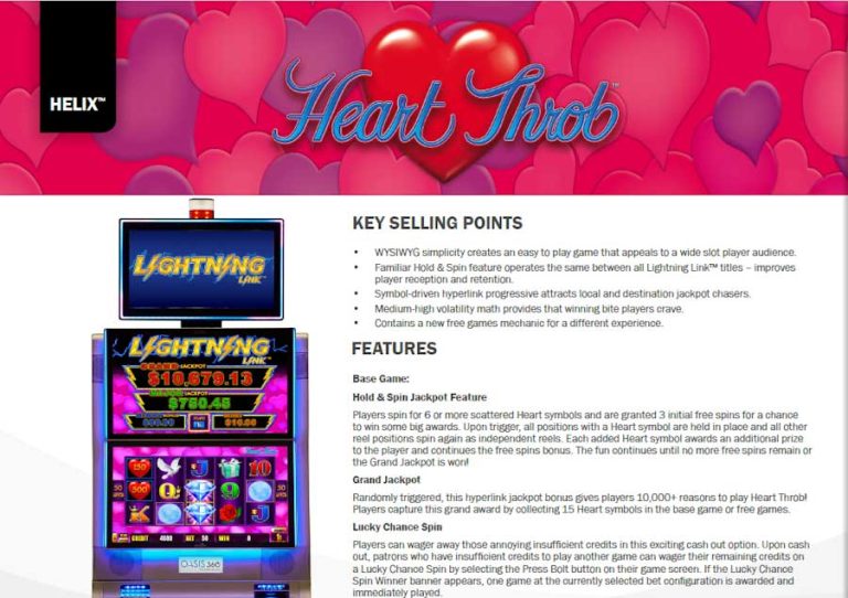 SFC2A - Jeux aristocrat Heart Throb (lightning link)