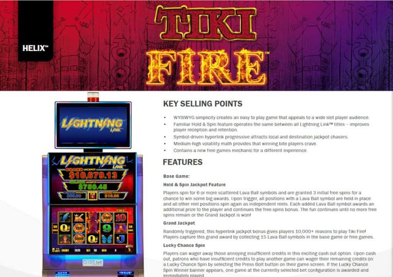 SFC2A - Jeux aristocrat Tiky fire (lightning link)